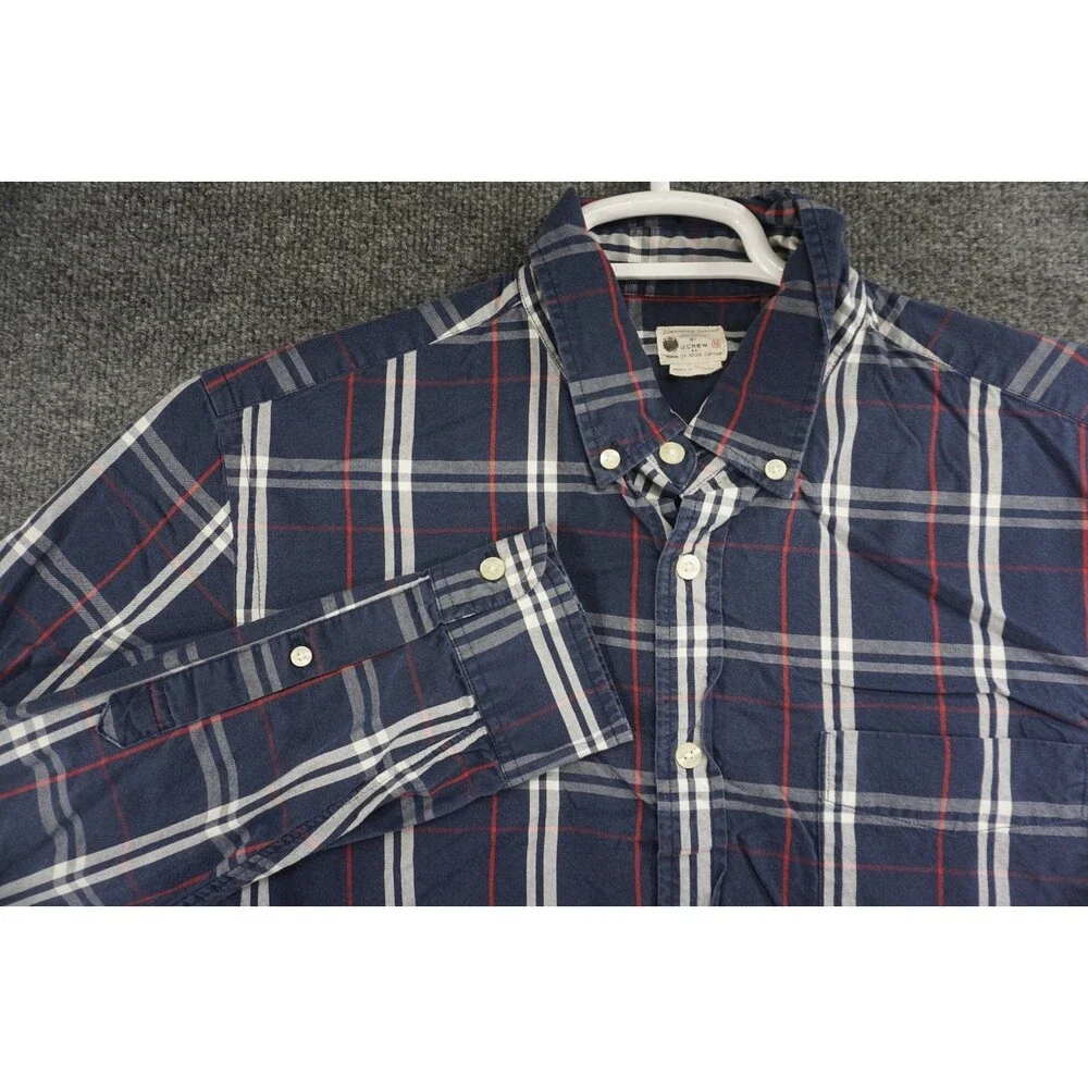 Tailored By J Crew Shirt Mens Medium Sunwashed Oxford Button Down Blue Plaid
